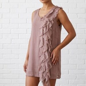 Brody Myles Ruffle Mini Dress Womens Large Chiffon Flowy Fairy Forest Whimsigoth